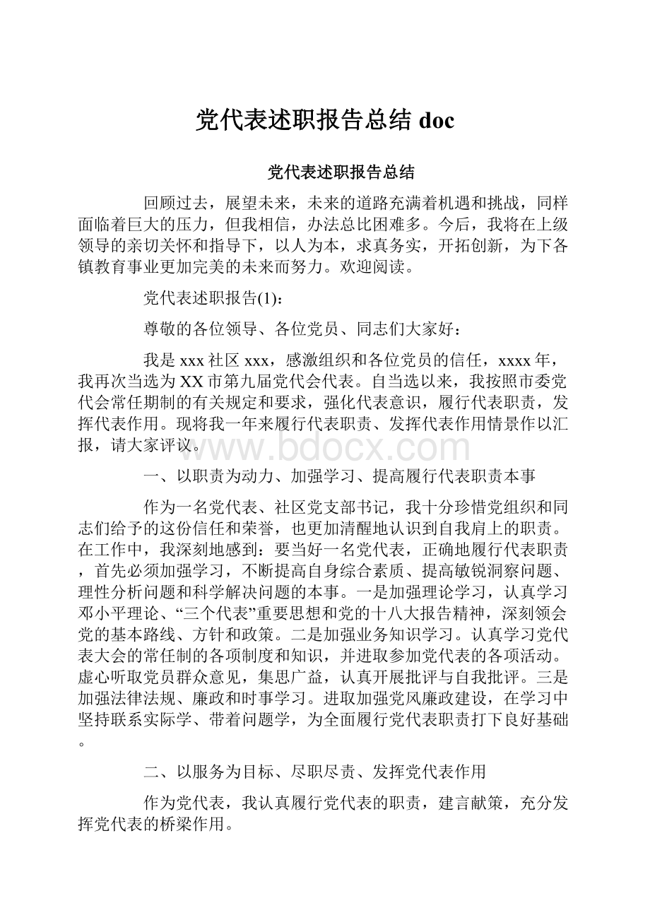 党代表述职报告总结doc.docx