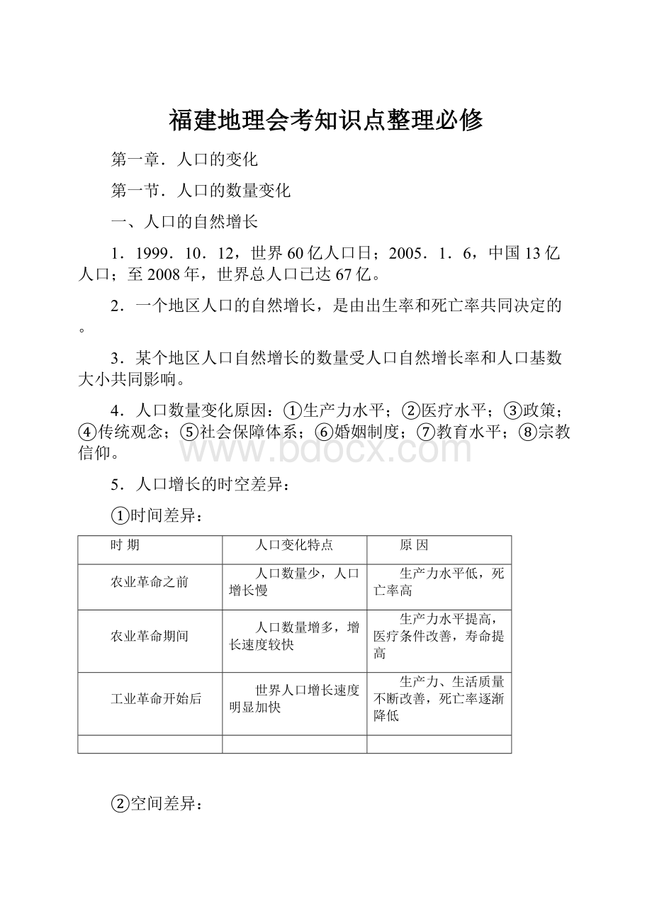 福建地理会考知识点整理必修.docx