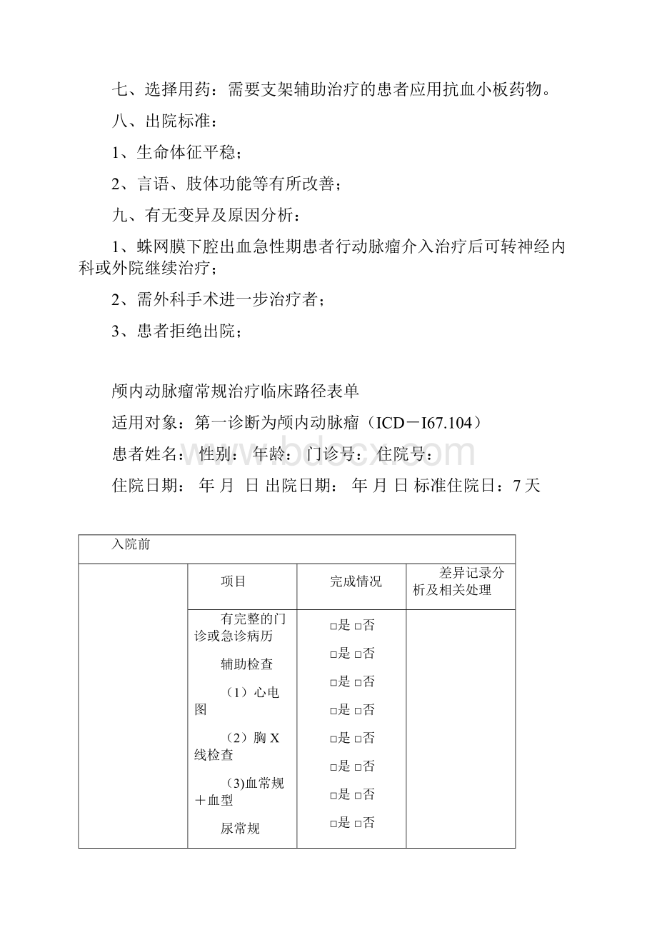 神经介入颅内动脉瘤临床路径.docx_第3页