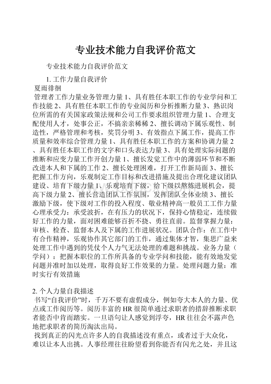 专业技术能力自我评价范文.docx