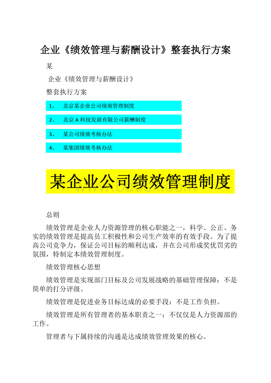 企业《绩效管理与薪酬设计》整套执行方案.docx_第1页