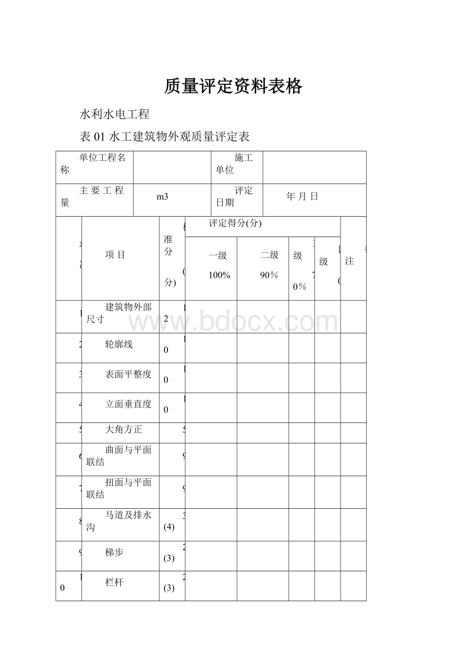 质量评定资料表格.docx