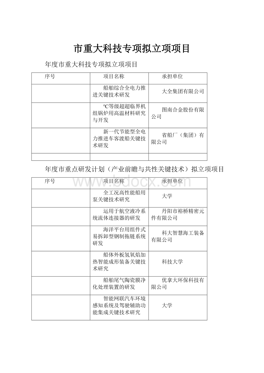 市重大科技专项拟立项项目.docx_第1页