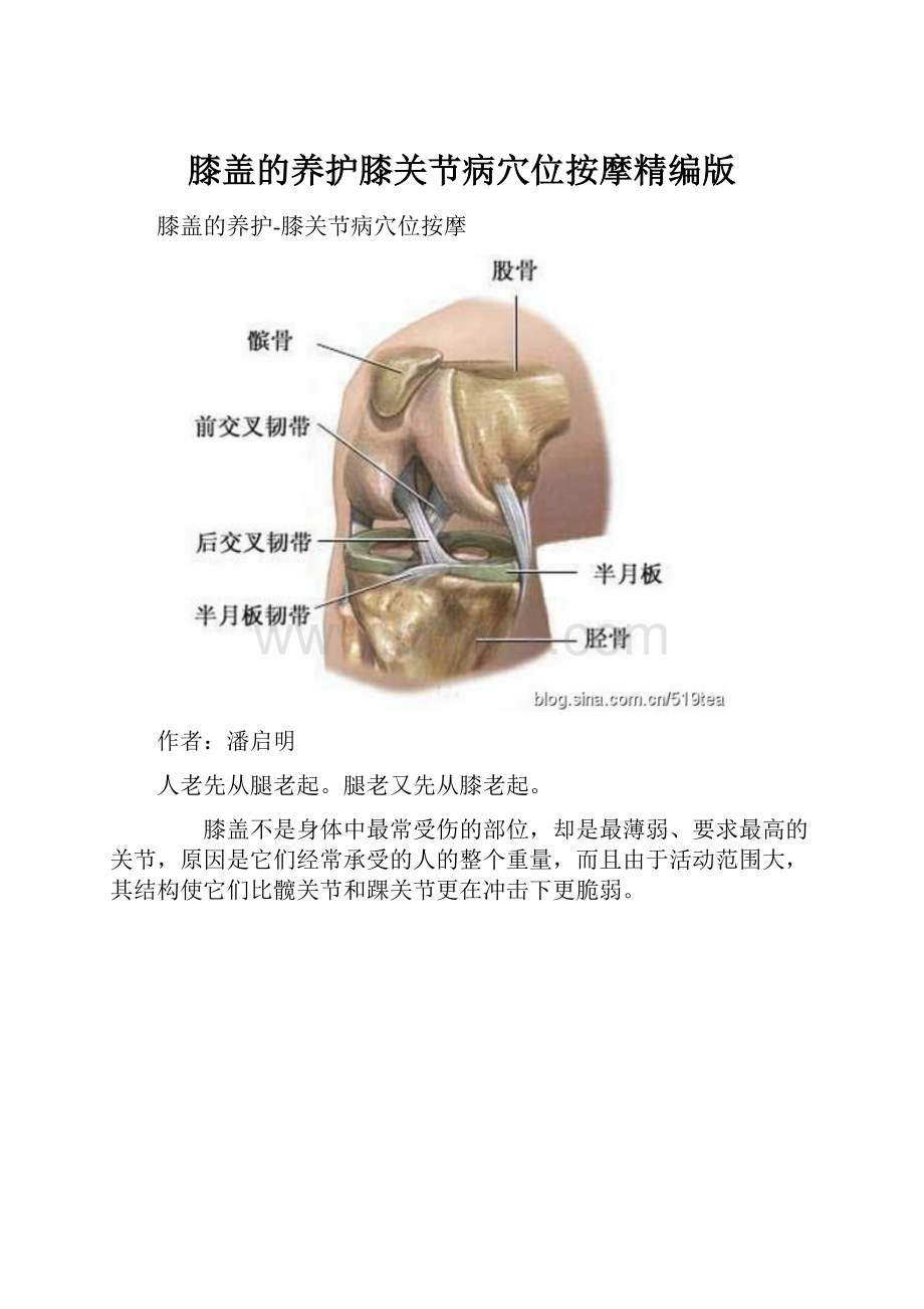 膝盖的养护膝关节病穴位按摩精编版.docx