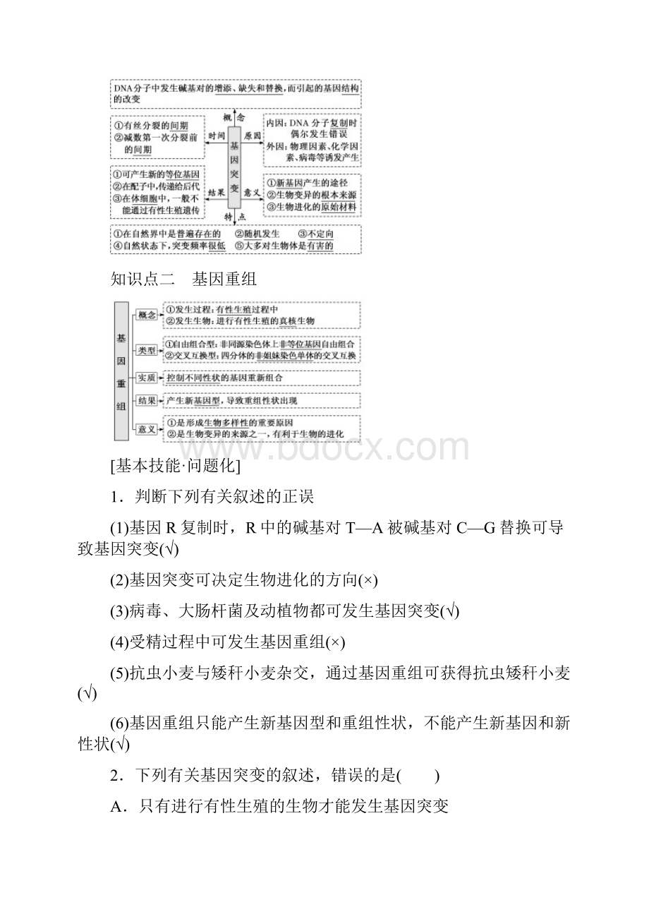 19版高考生物一轮复习第七单元基因突变和基因重组第一讲基因突变和基因重组精选教案.docx_第2页