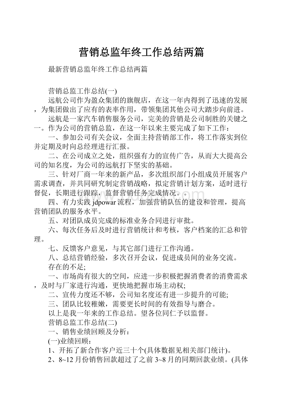 营销总监年终工作总结两篇.docx