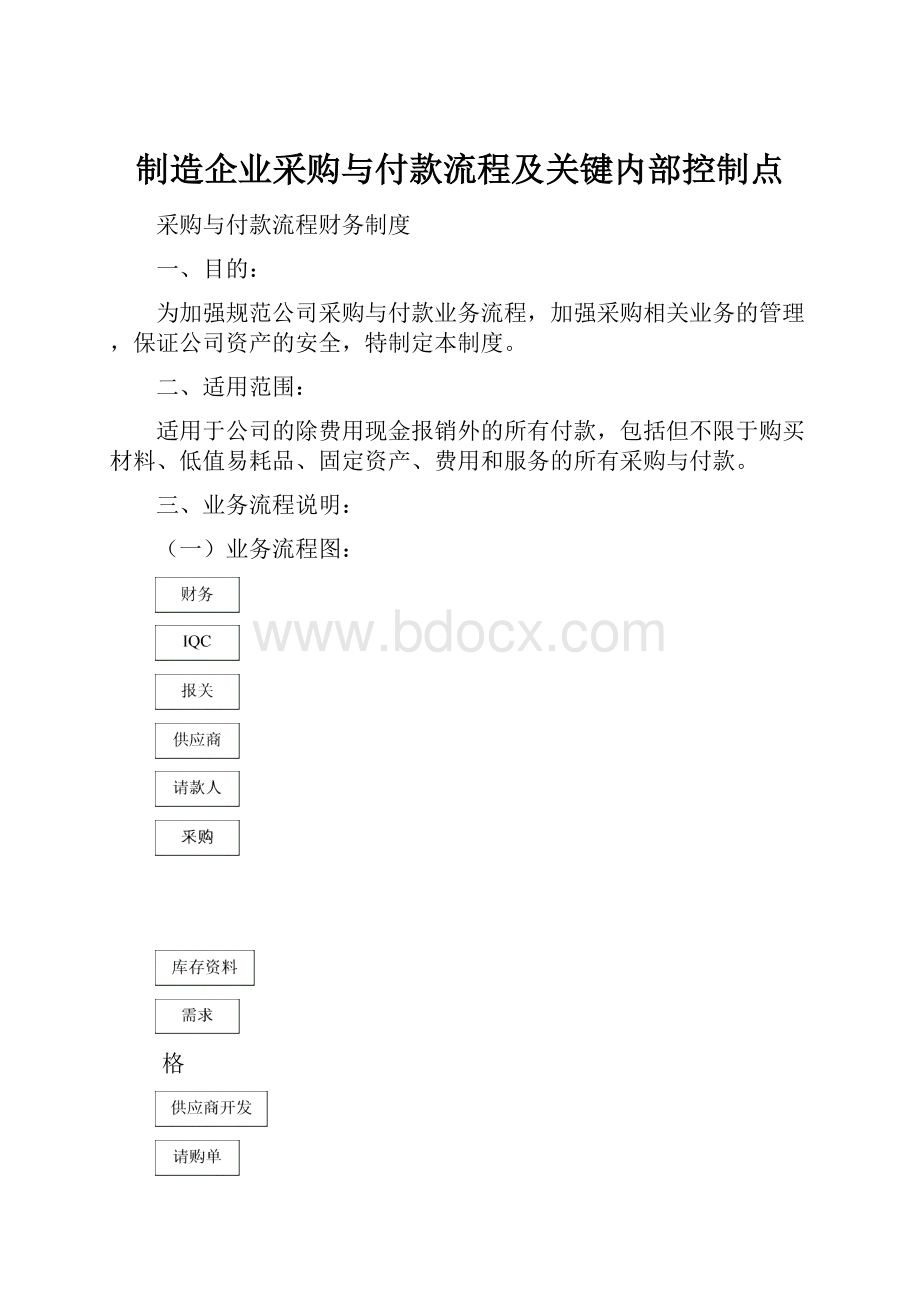 制造企业采购与付款流程及关键内部控制点.docx