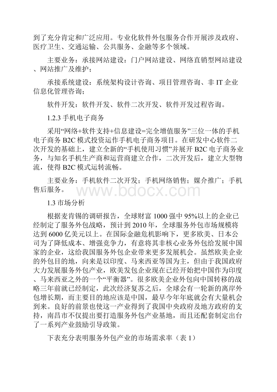 投资建立软件服务外包型企业项目建议书.docx_第3页