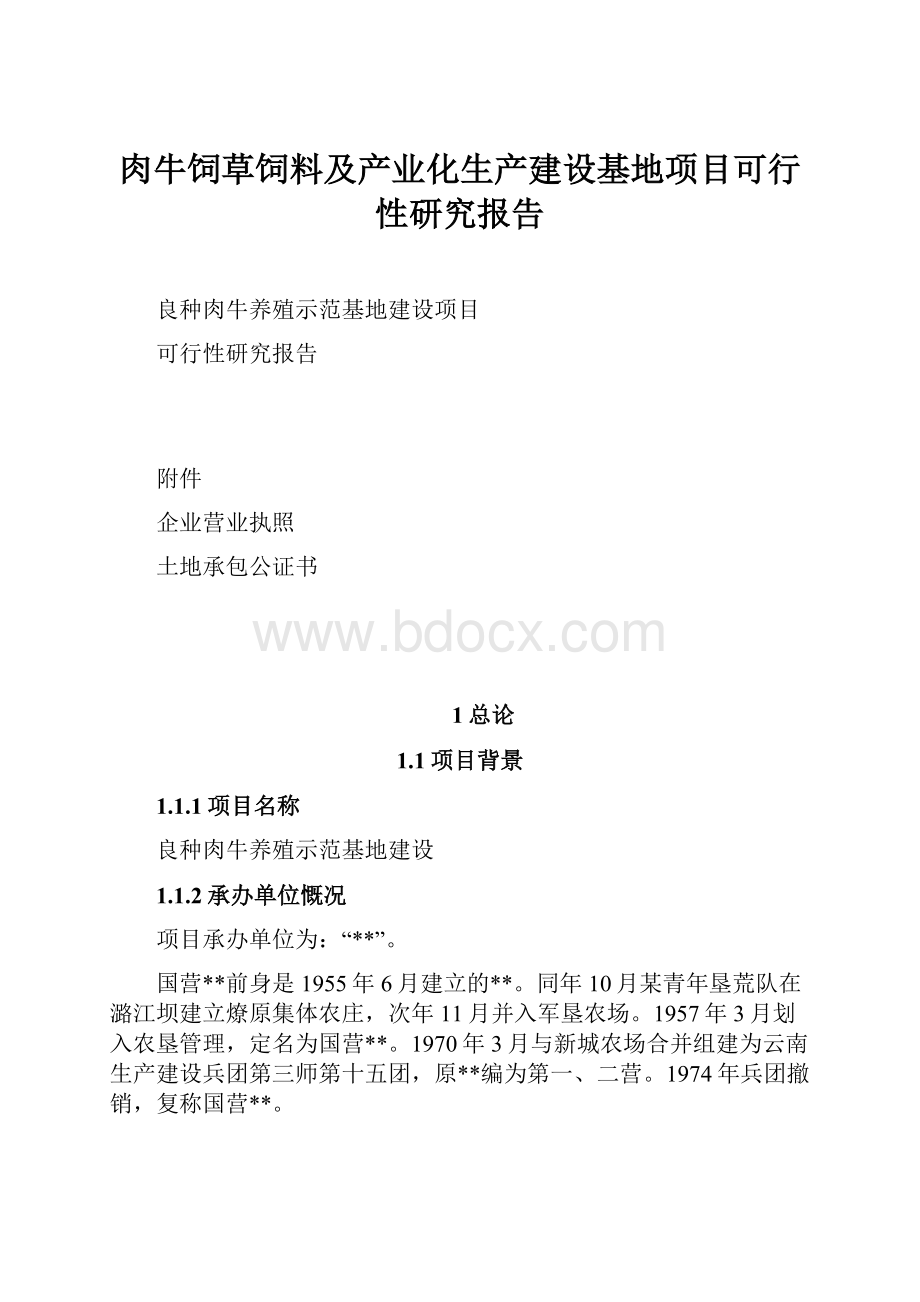 肉牛饲草饲料及产业化生产建设基地项目可行性研究报告.docx_第1页