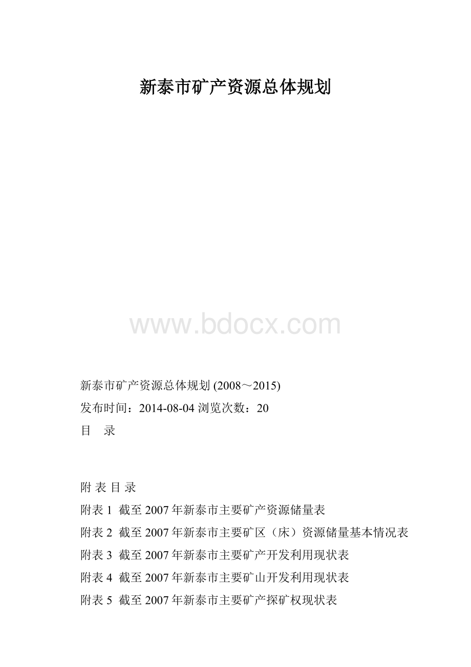 新泰市矿产资源总体规划.docx