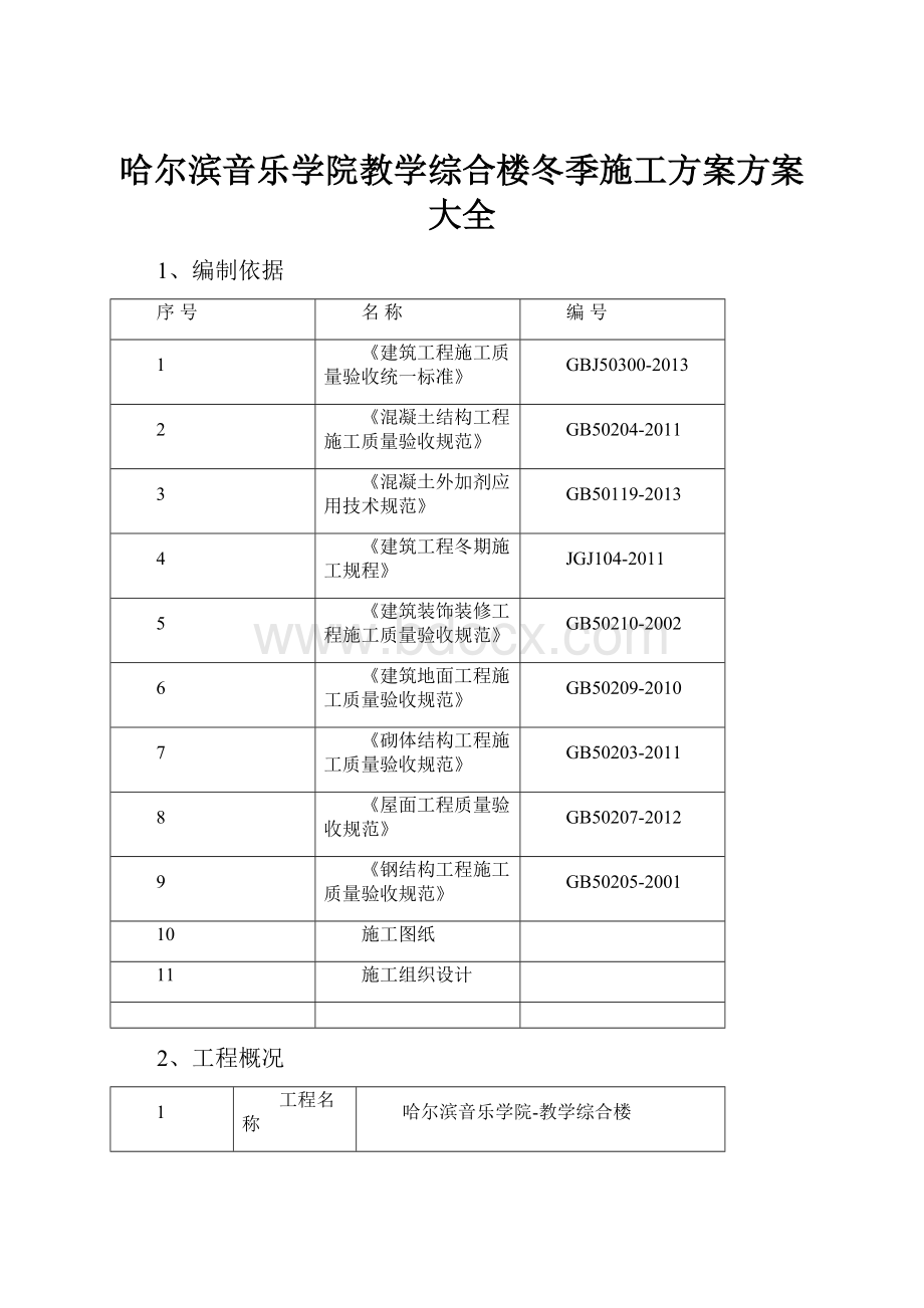 哈尔滨音乐学院教学综合楼冬季施工方案方案大全.docx