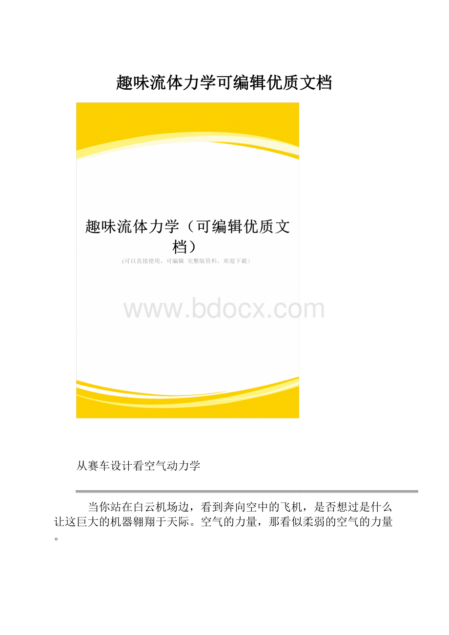 趣味流体力学可编辑优质文档.docx_第1页