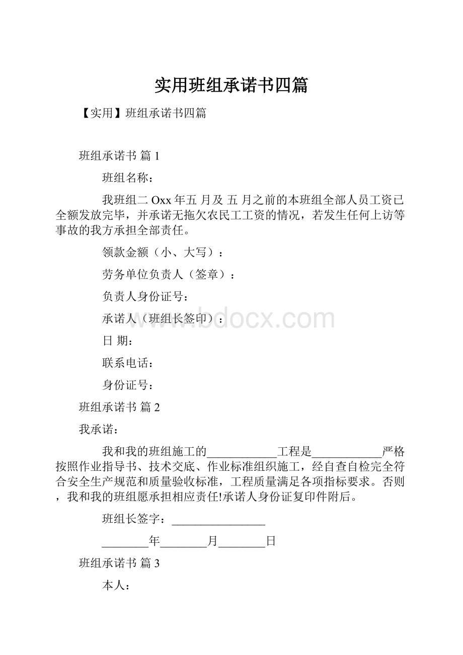 实用班组承诺书四篇.docx