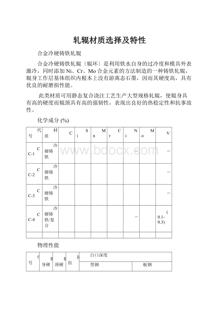 轧辊材质选择及特性.docx