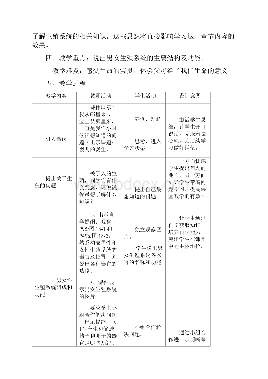 学年八年级生物上册 第一节《婴儿的诞生》教案 济南版doc.docx_第2页