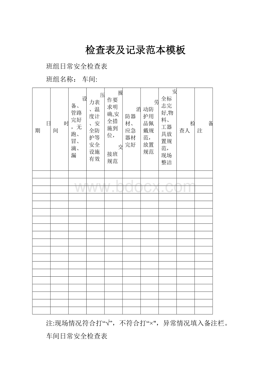 检查表及记录范本模板.docx_第1页