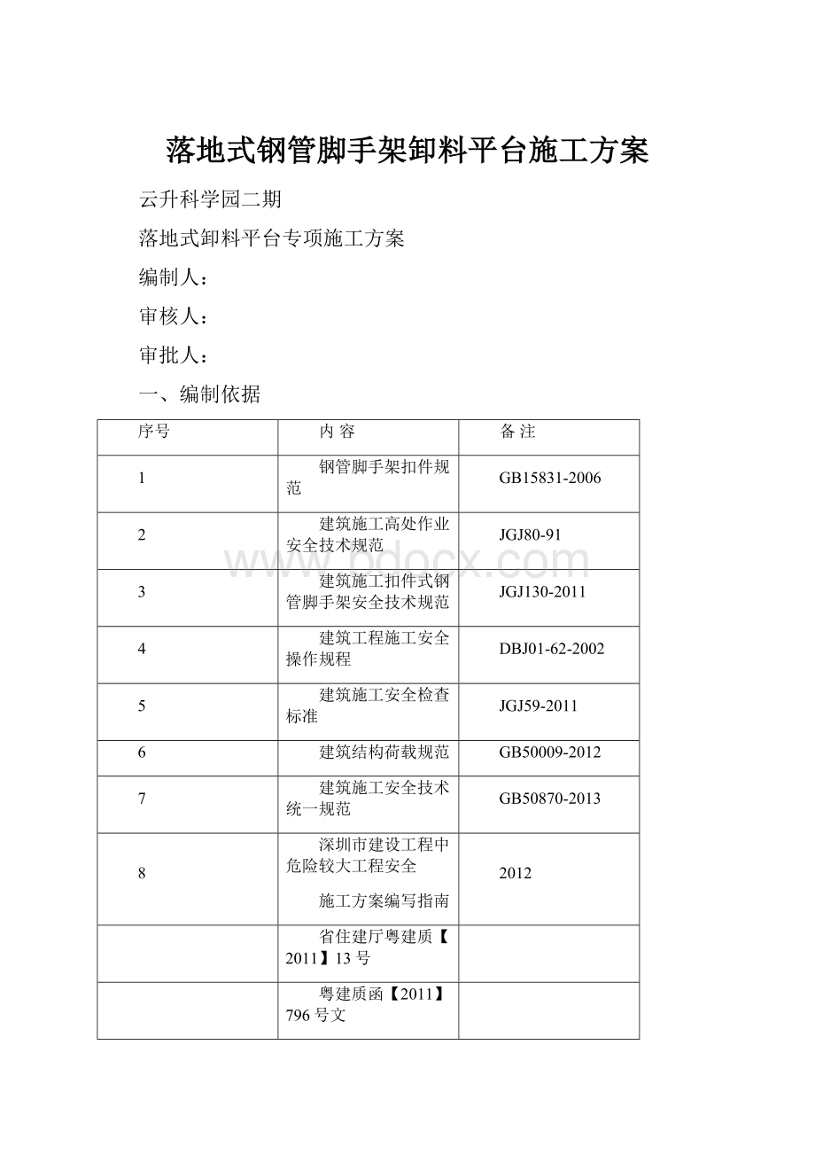 落地式钢管脚手架卸料平台施工方案.docx_第1页