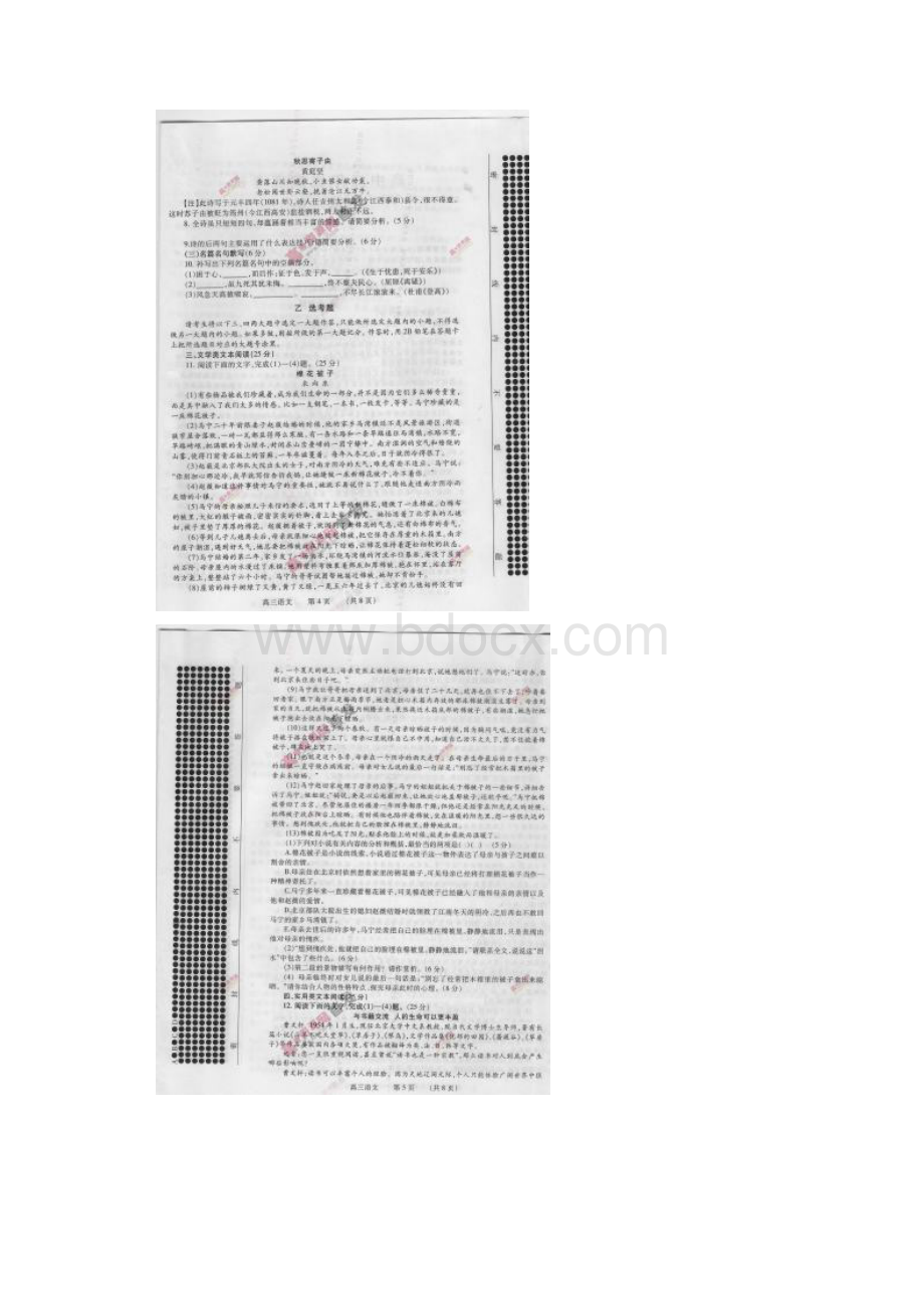 河南省濮阳市高三统一摸底考试语文试题 扫描含答案.docx_第3页