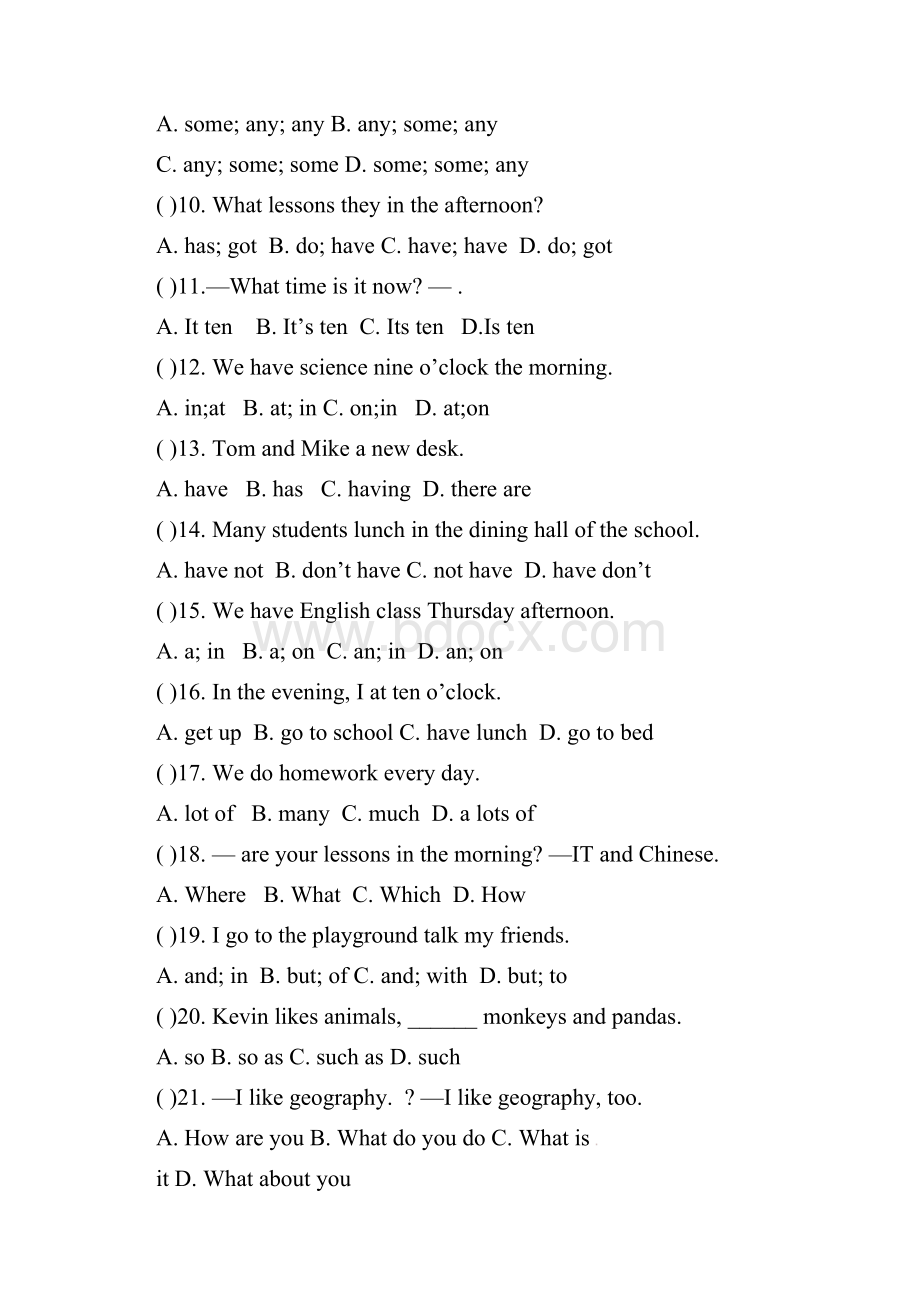 学年鲁教版英语七年级上学期期中教学质量检测试题word版初中 七年级 英语试题.docx_第2页