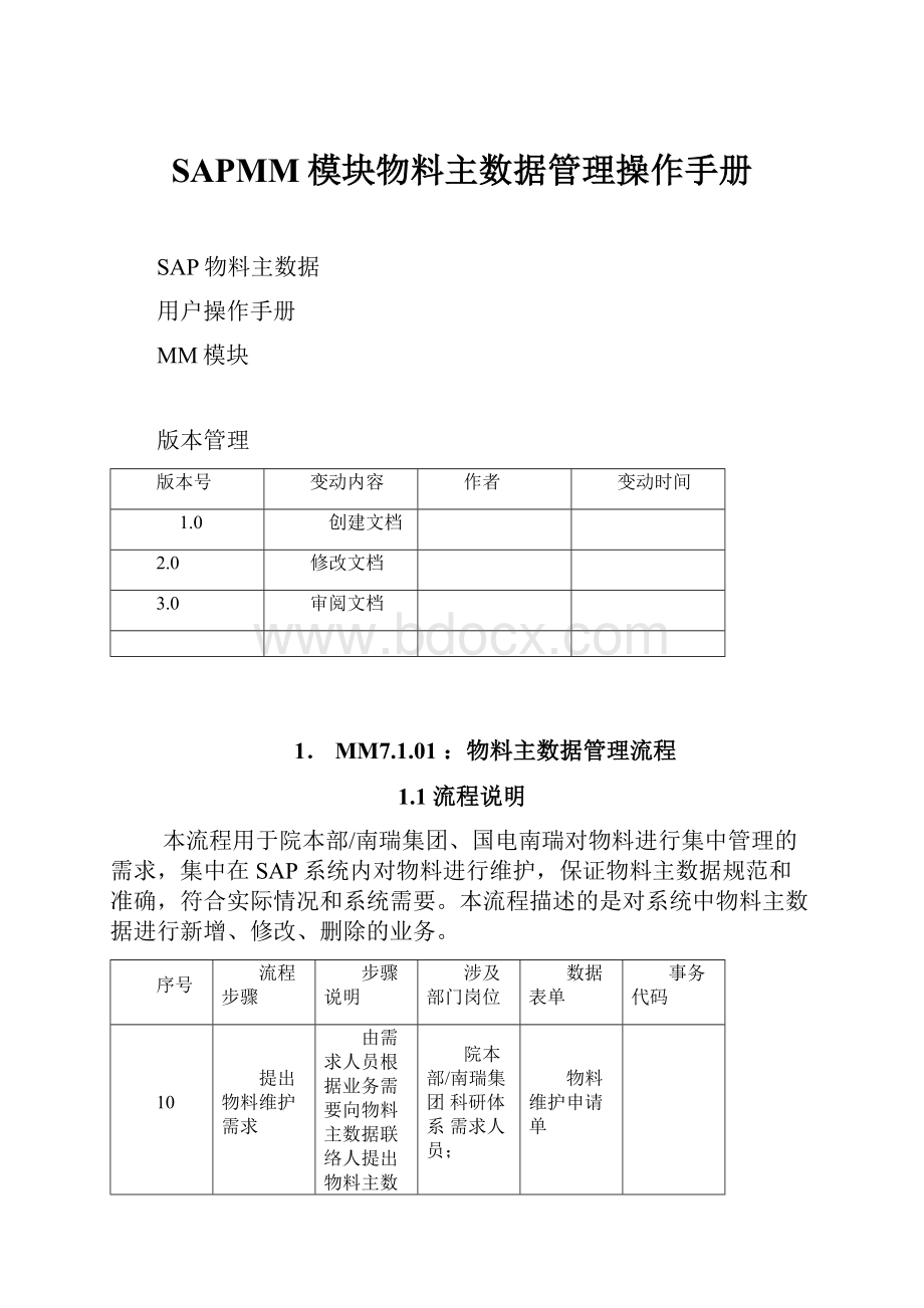 SAPMM模块物料主数据管理操作手册.docx