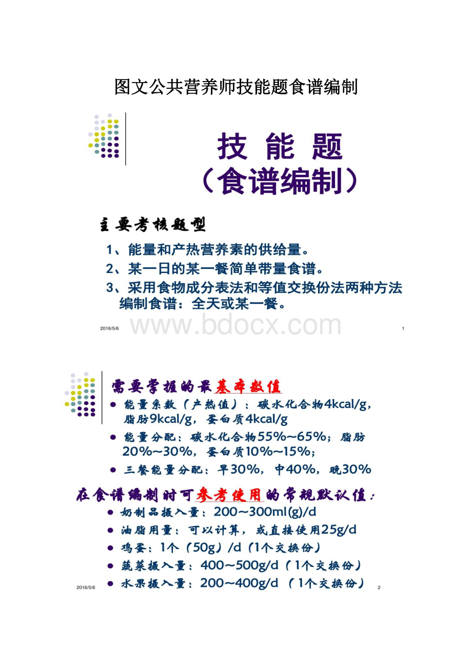 图文公共营养师技能题食谱编制.docx