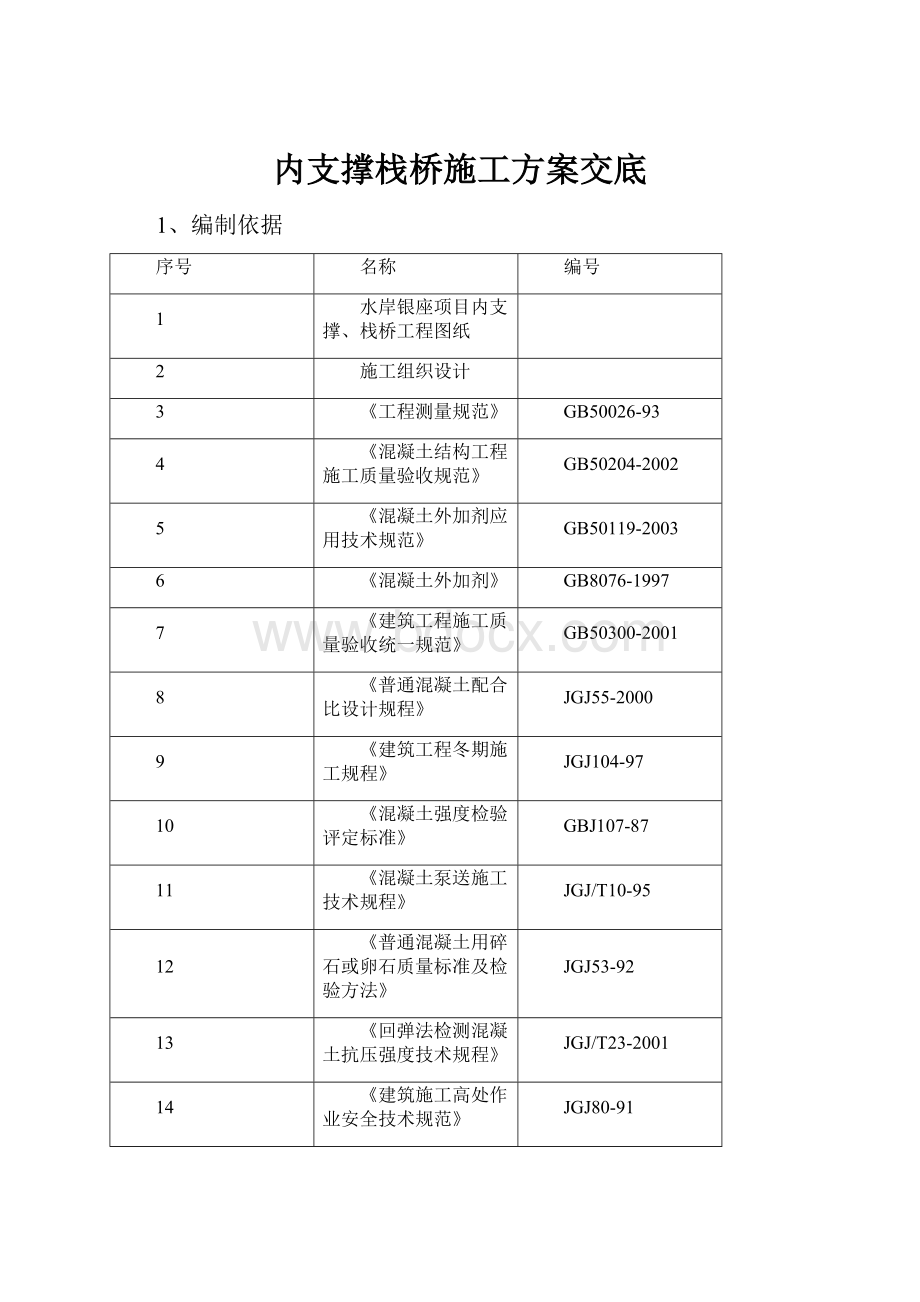 内支撑栈桥施工方案交底.docx_第1页