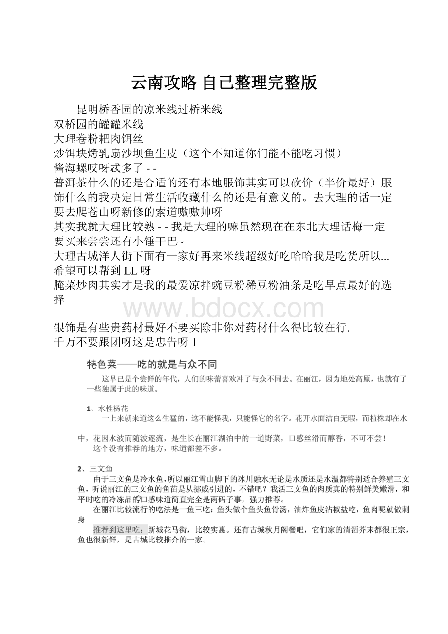 云南攻略自己整理完整版.docx