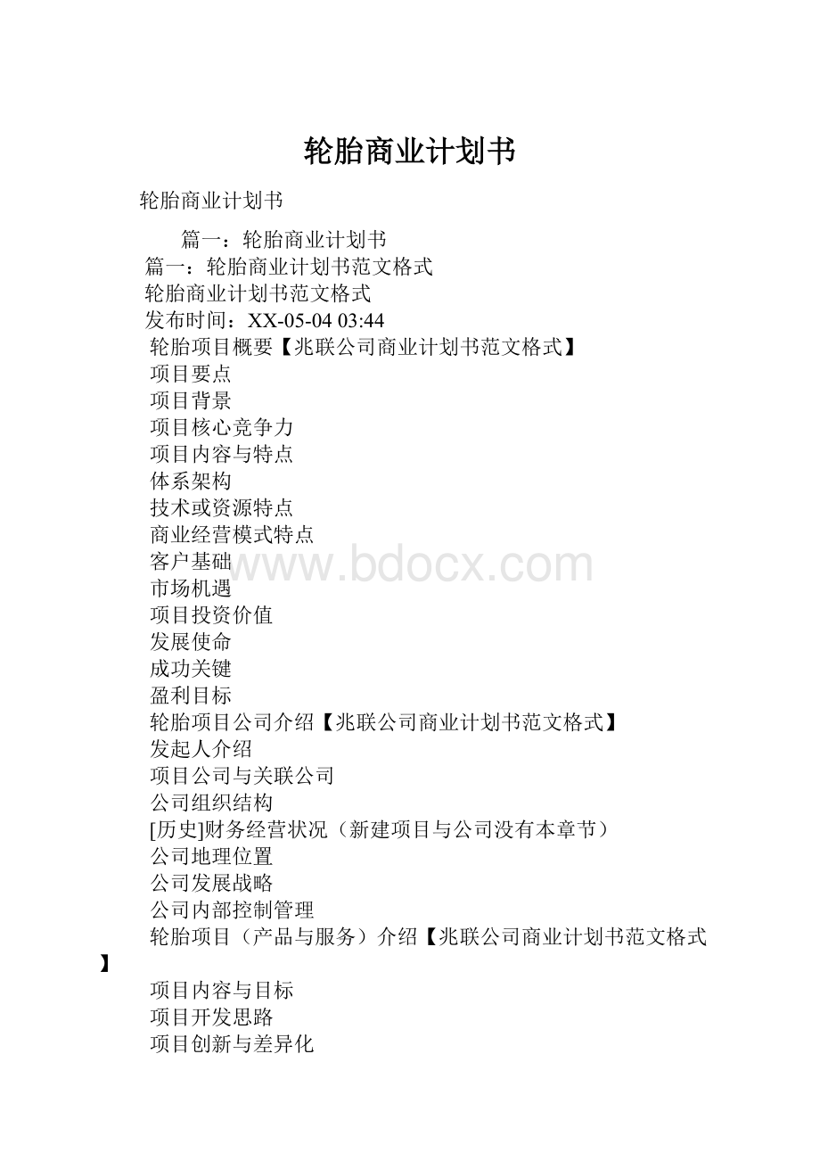 轮胎商业计划书.docx_第1页