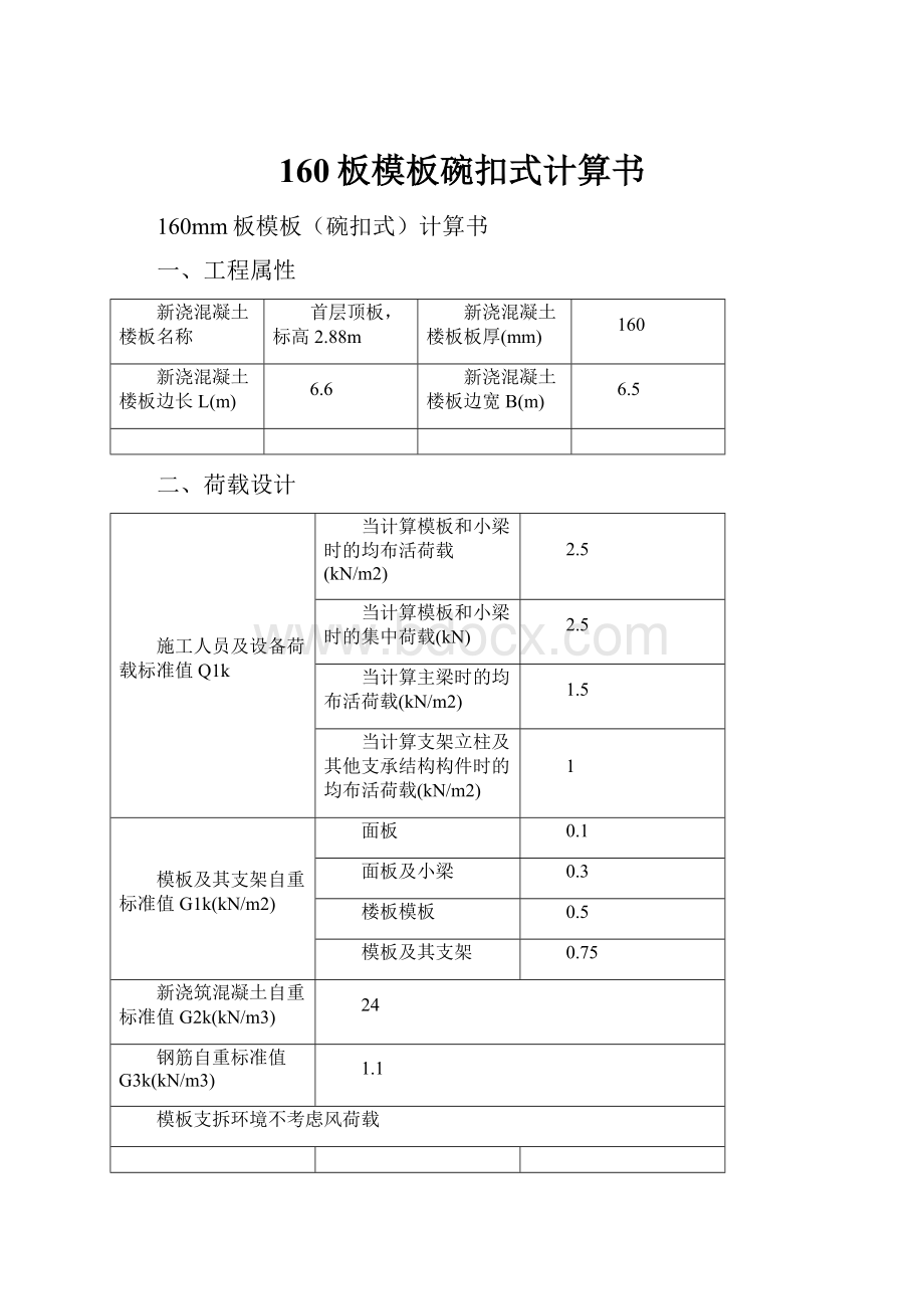 160板模板碗扣式计算书.docx