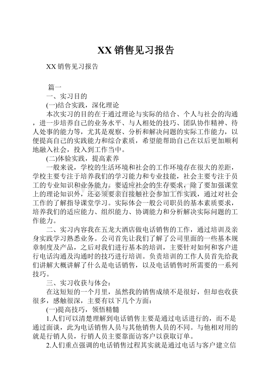 XX销售见习报告.docx