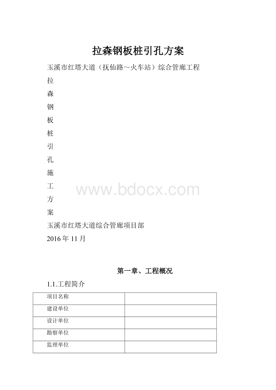 拉森钢板桩引孔方案.docx