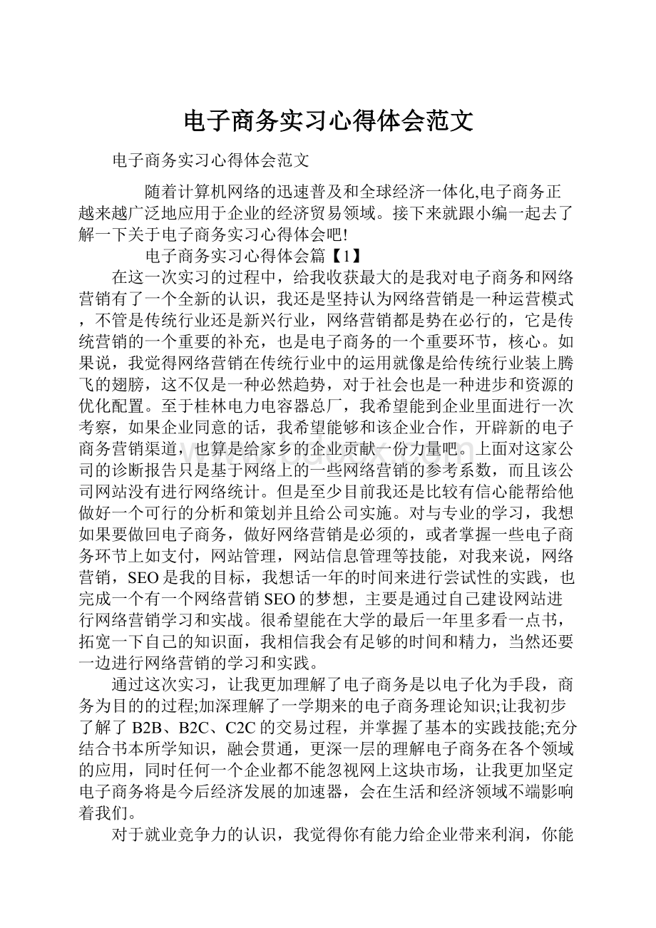 电子商务实习心得体会范文.docx