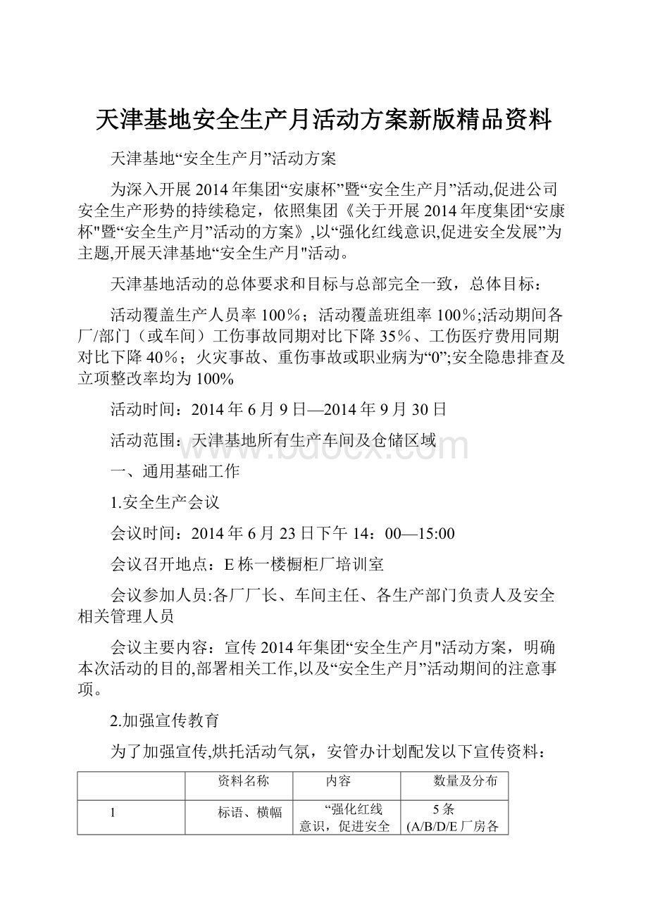 天津基地安全生产月活动方案新版精品资料.docx