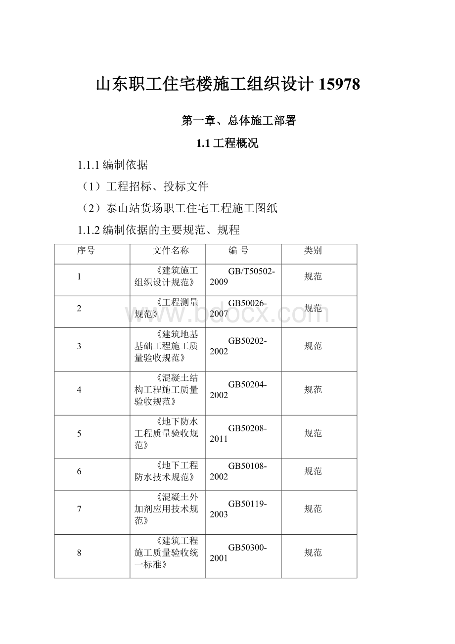 山东职工住宅楼施工组织设计15978.docx