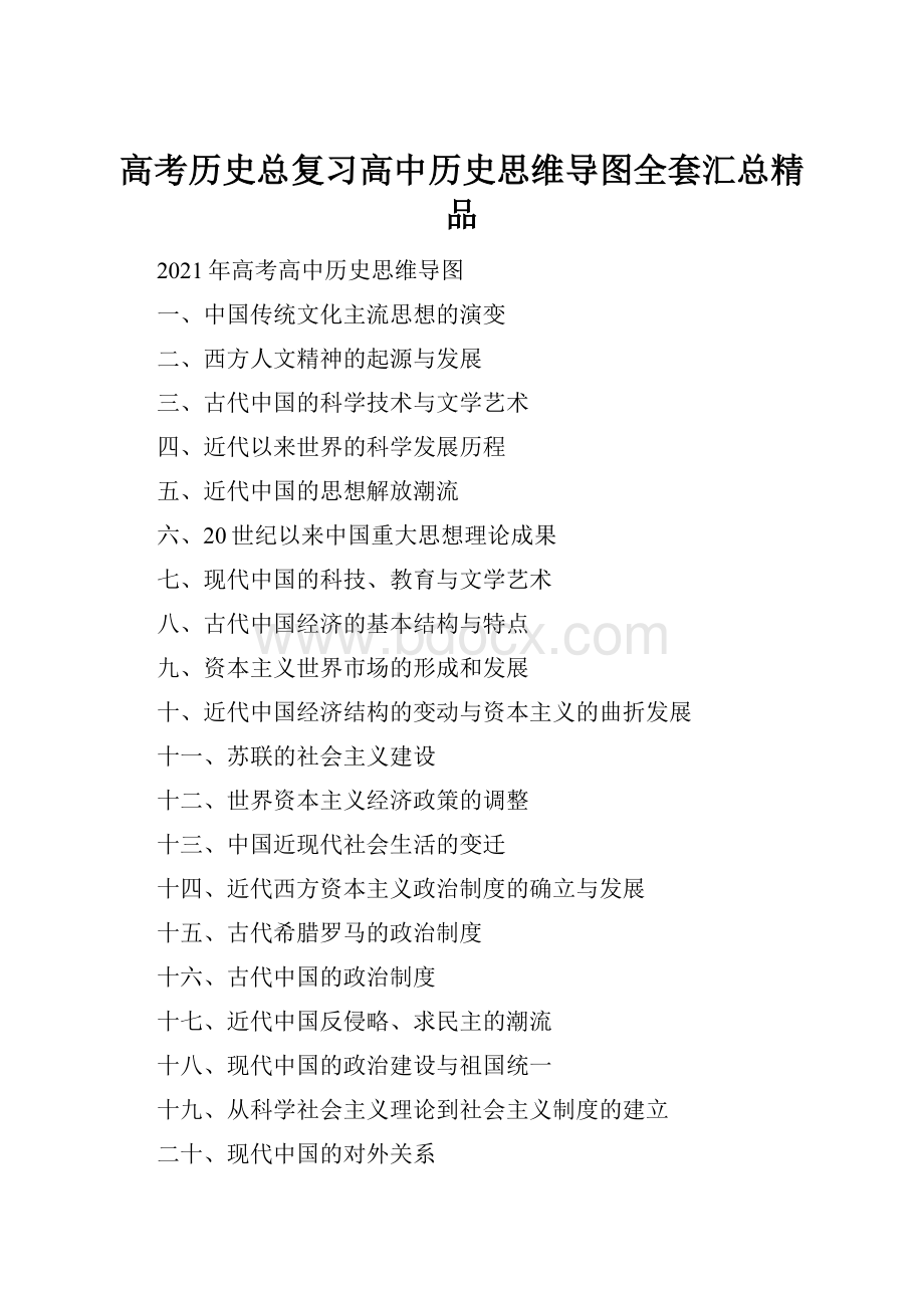 高考历史总复习高中历史思维导图全套汇总精品.docx