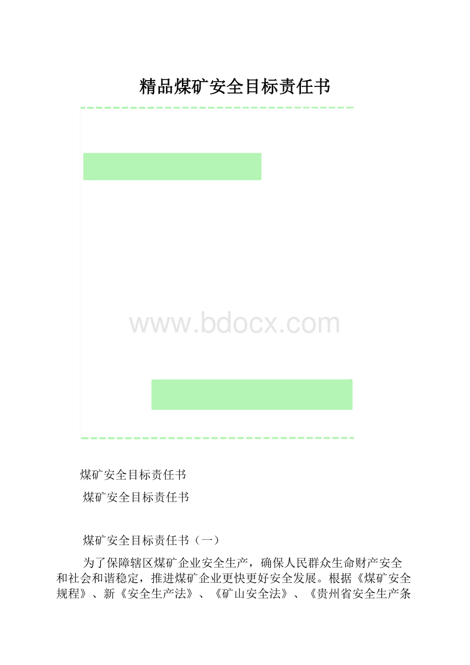 精品煤矿安全目标责任书.docx_第1页