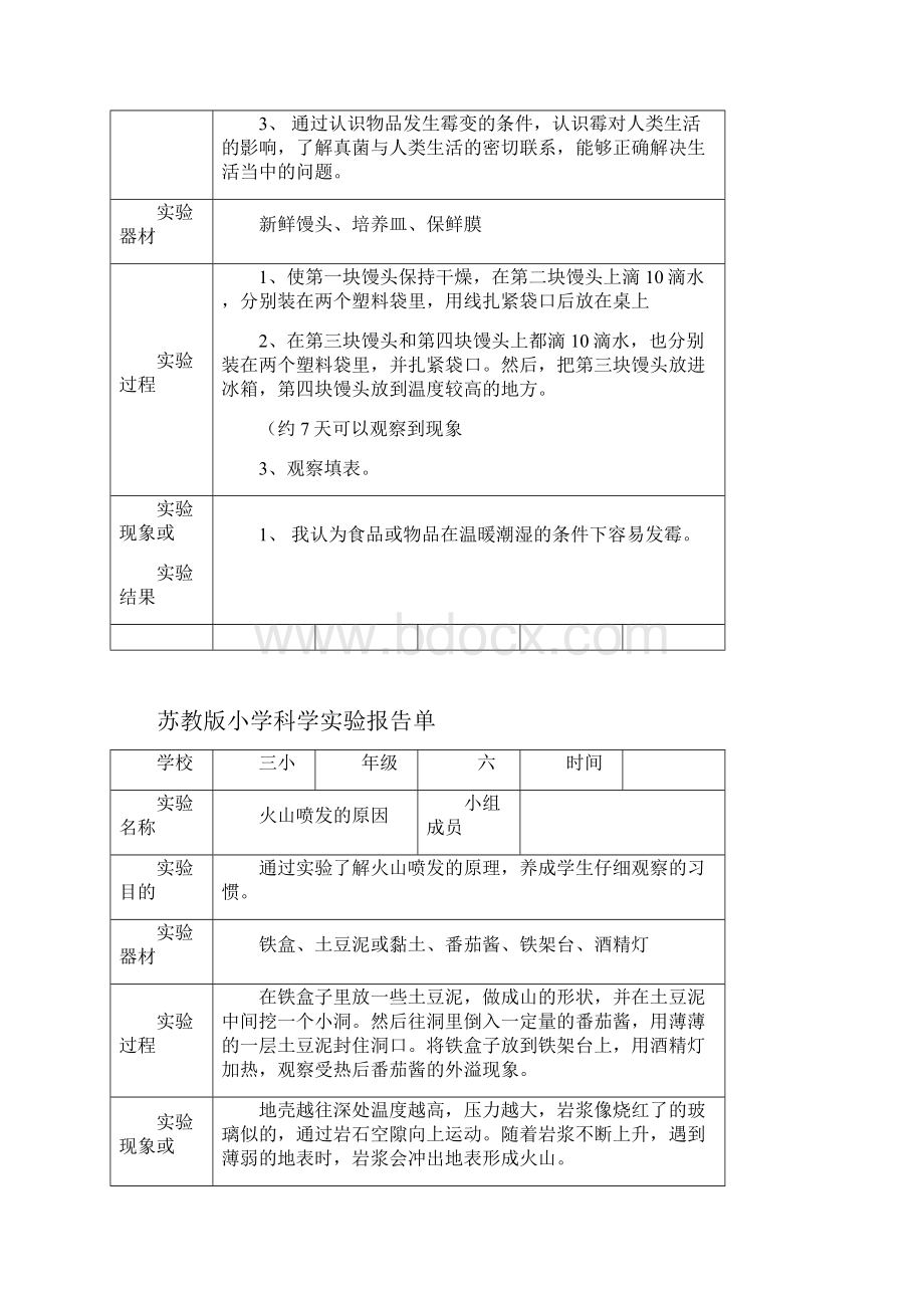 苏教版六年级上册小学科学实验报告单.docx_第2页