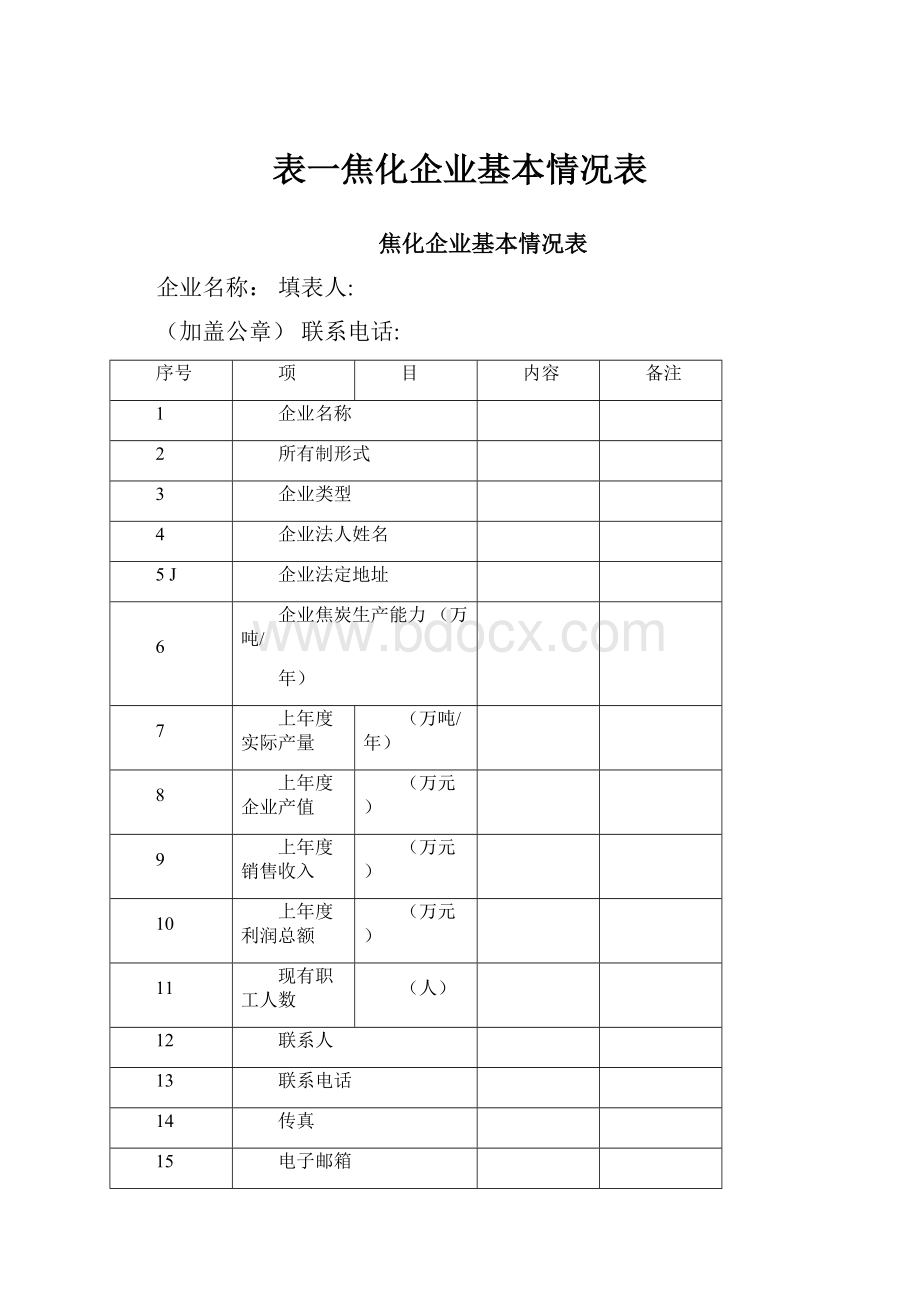 表一焦化企业基本情况表.docx