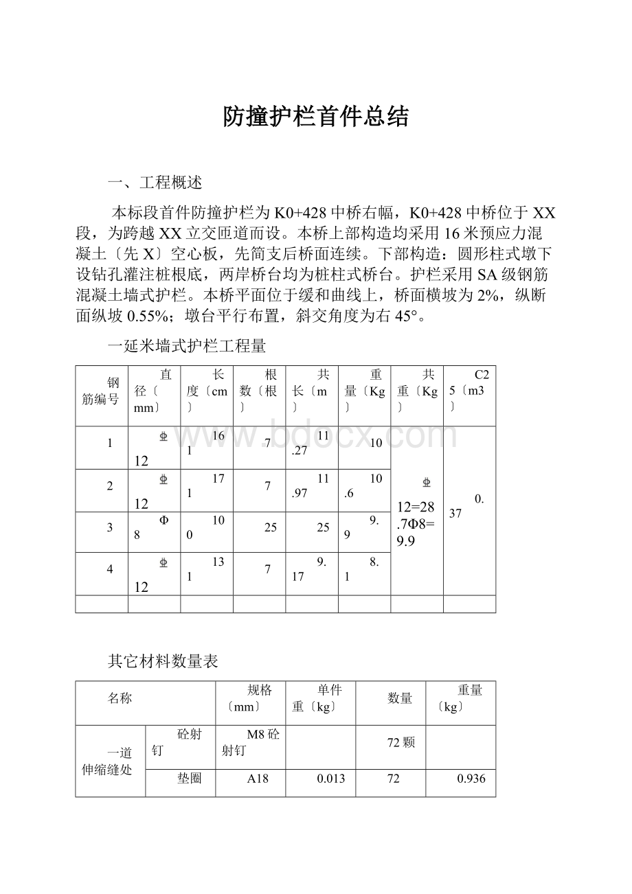 防撞护栏首件总结.docx_第1页