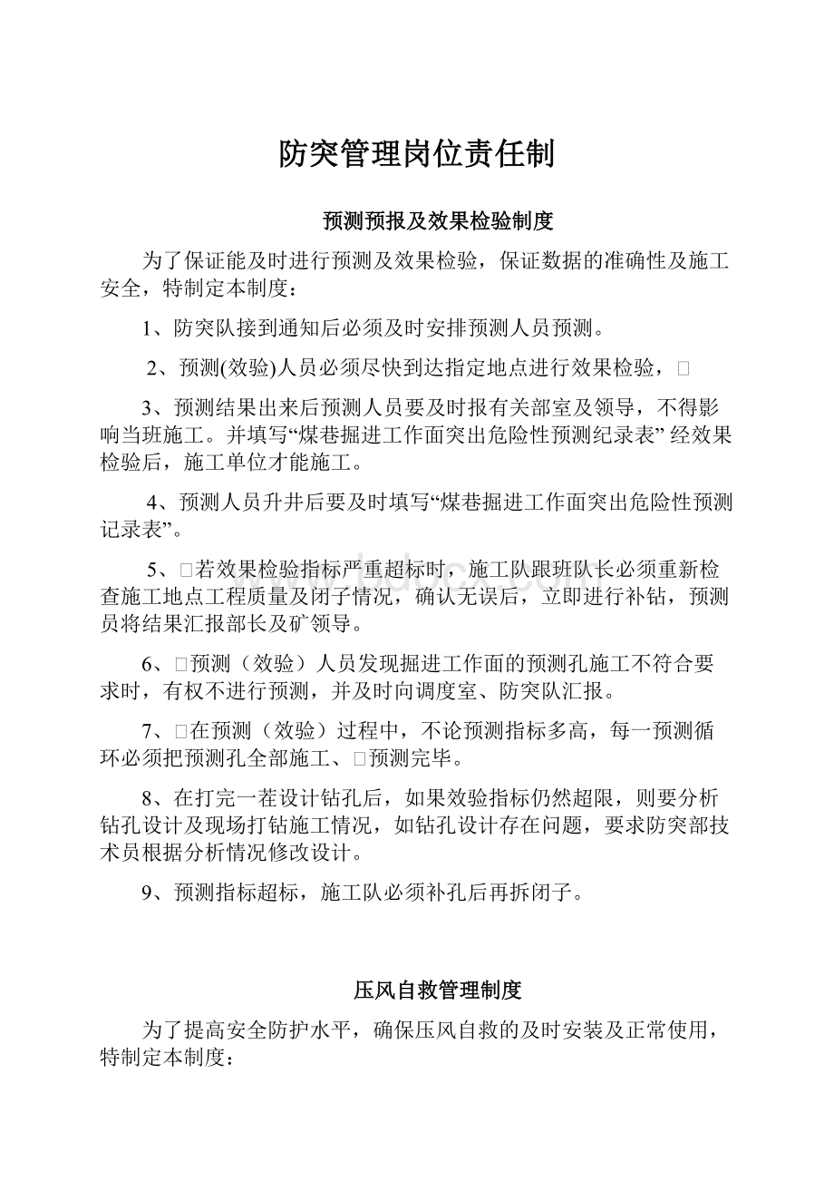 防突管理岗位责任制.docx