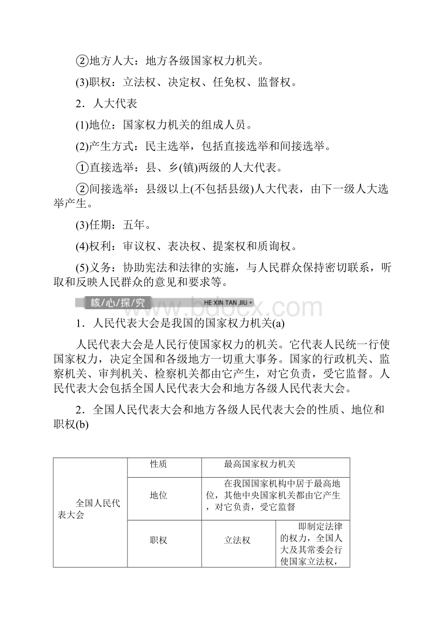 版新高考政治一轮复习第三单元发展社会主义民主政治2第六课我国的人民代表大会制度教学案必修2.docx_第2页