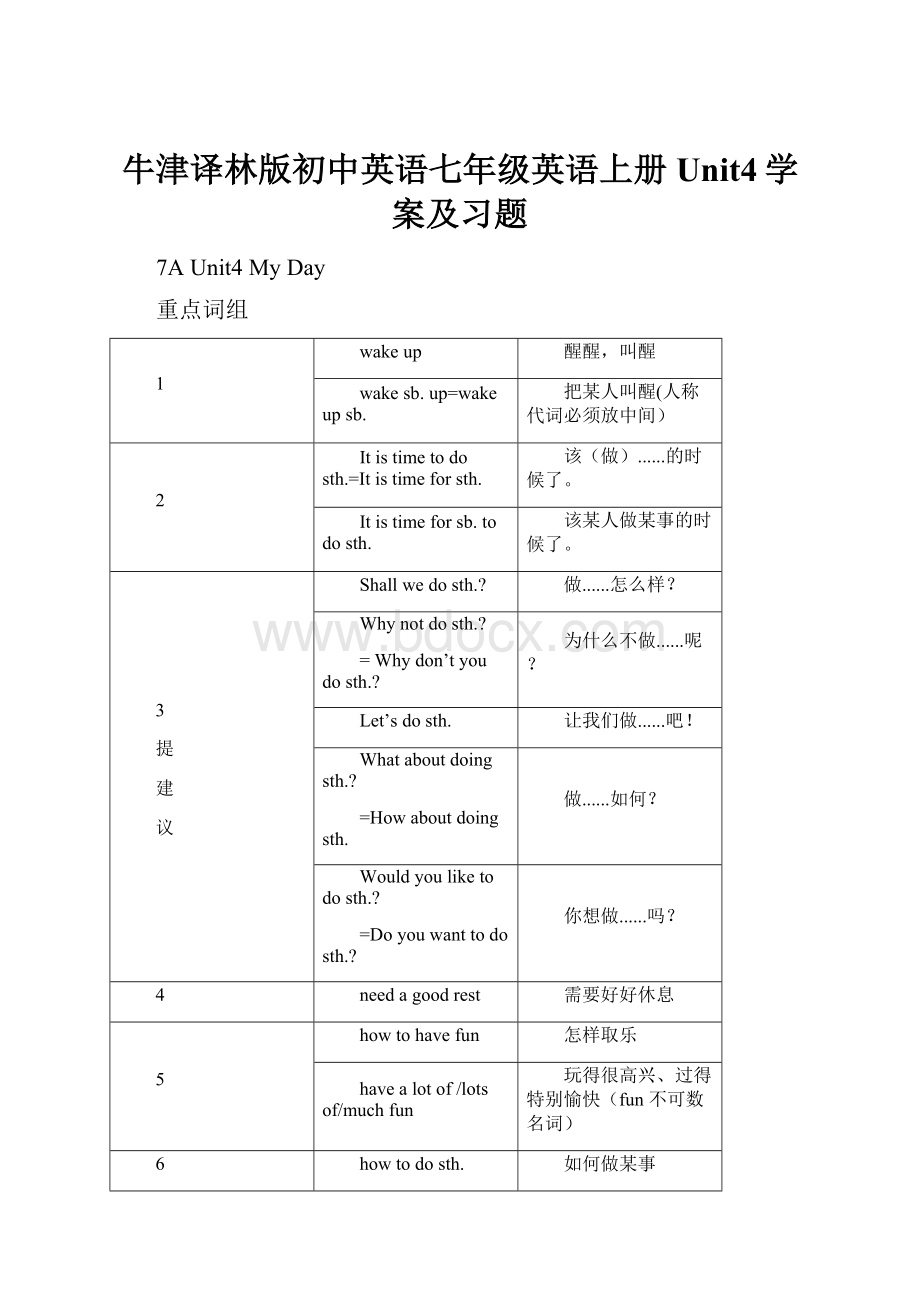 牛津译林版初中英语七年级英语上册Unit4学案及习题.docx_第1页