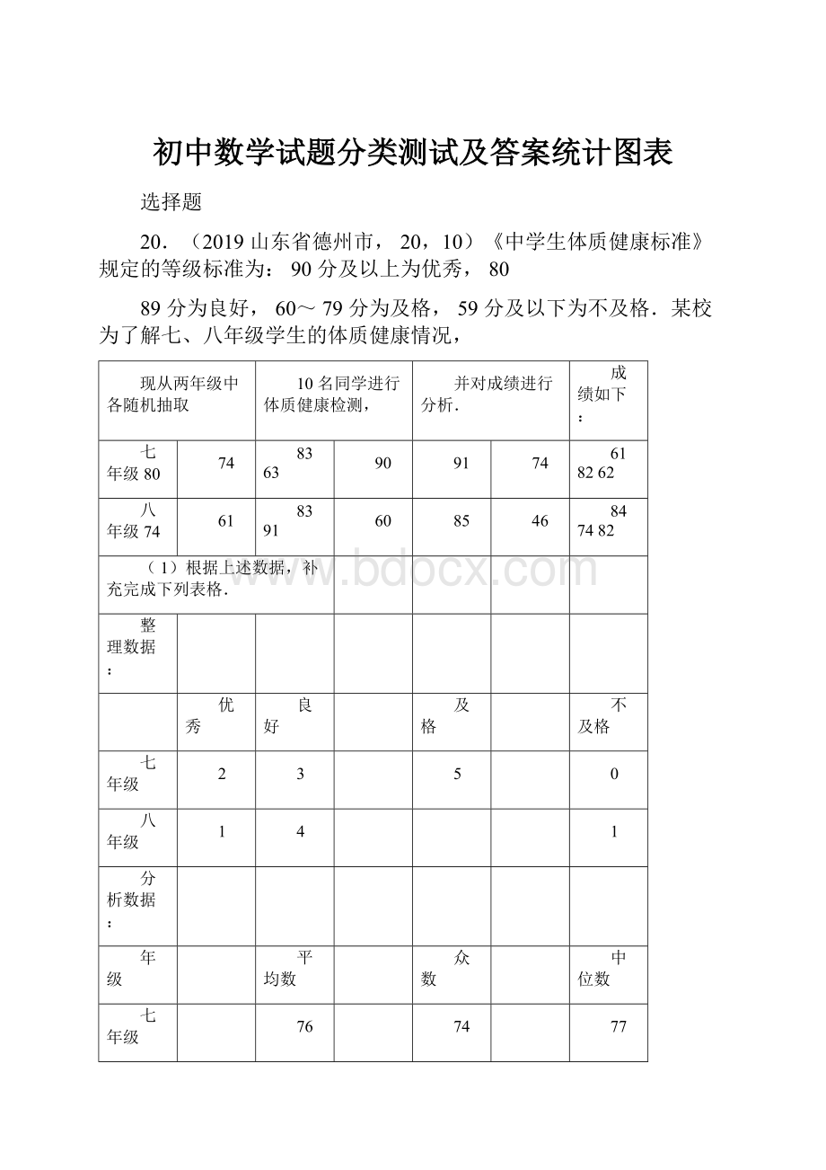 初中数学试题分类测试及答案统计图表.docx_第1页