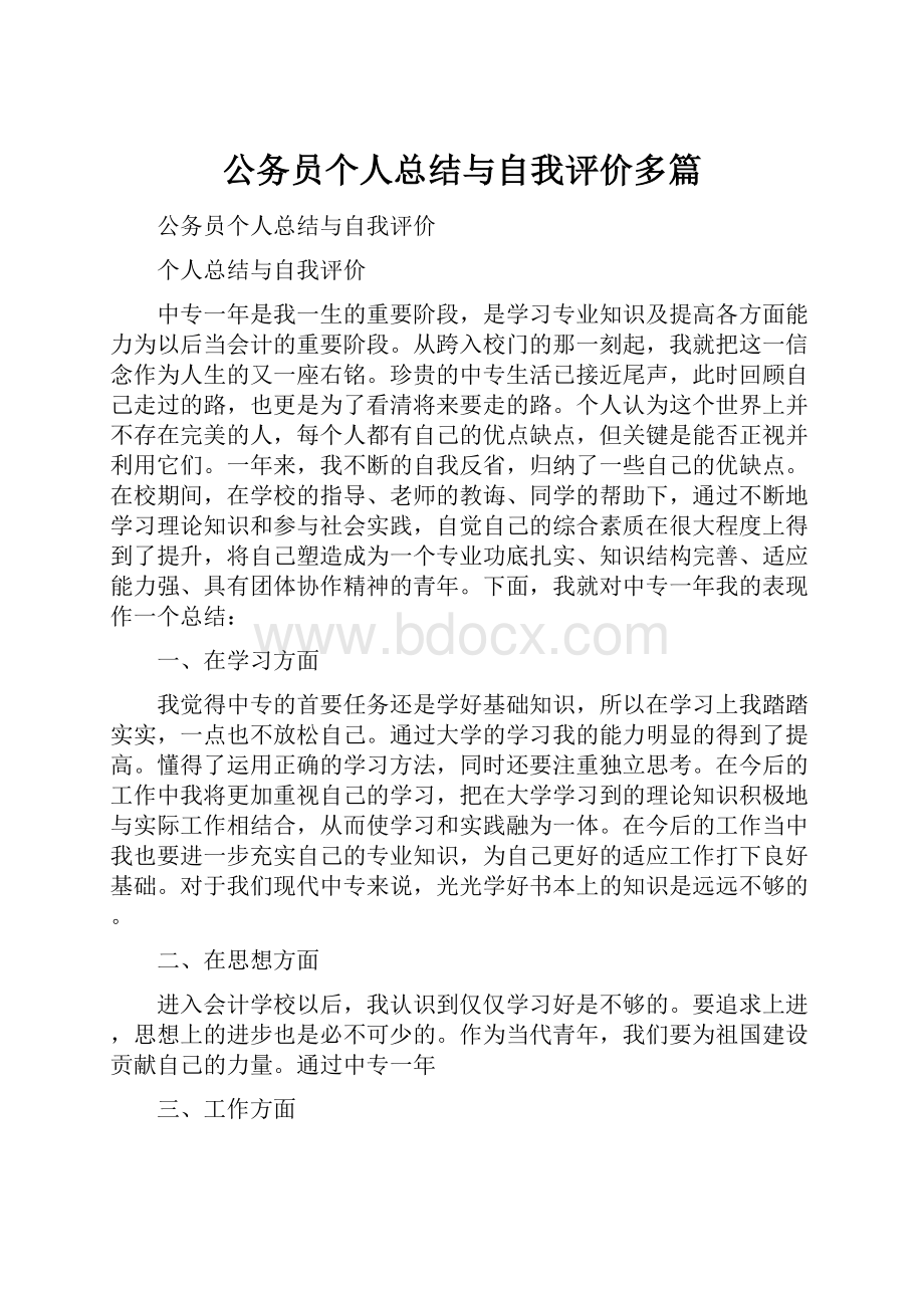 公务员个人总结与自我评价多篇.docx_第1页