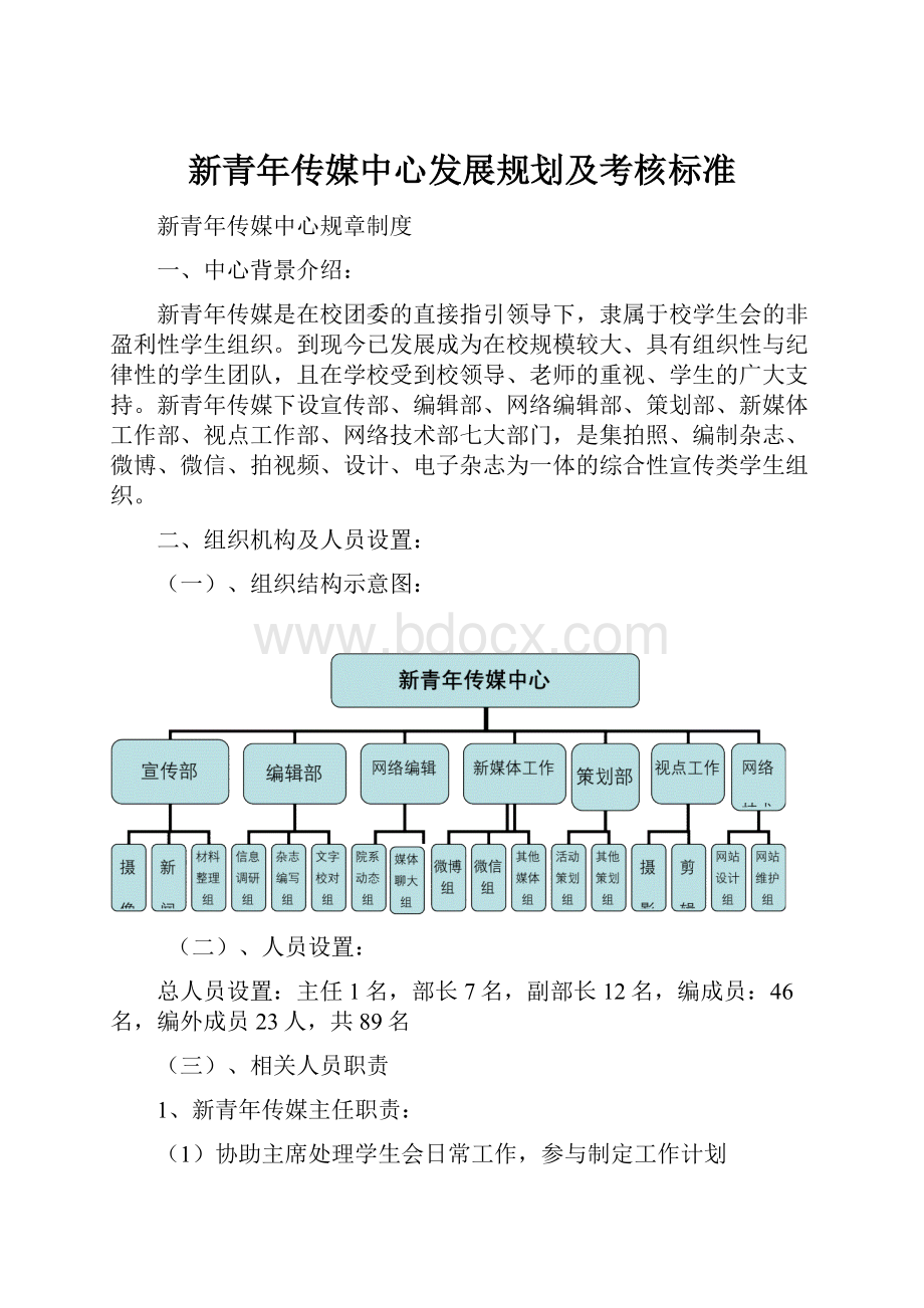 新青年传媒中心发展规划及考核标准.docx