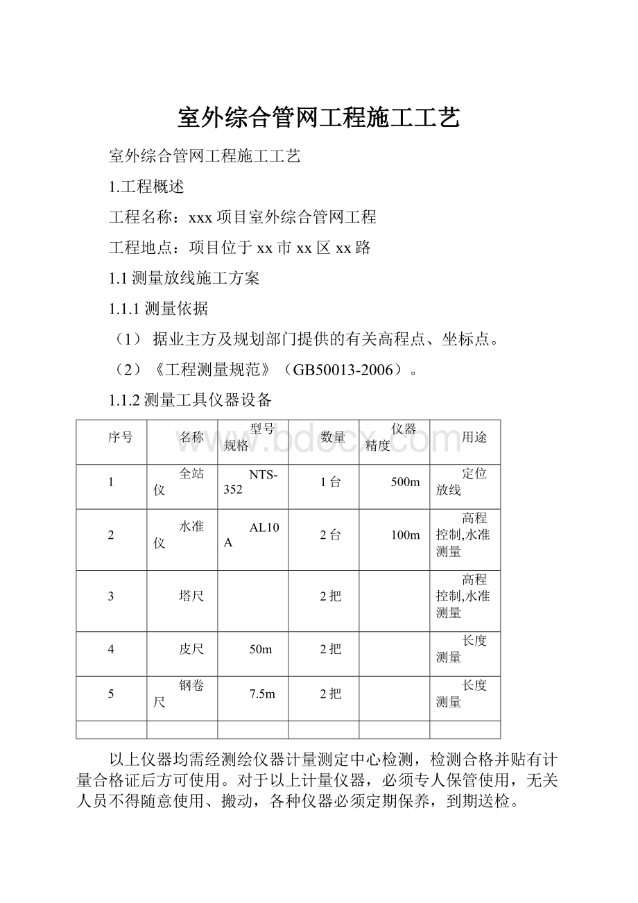 室外综合管网工程施工工艺.docx_第1页