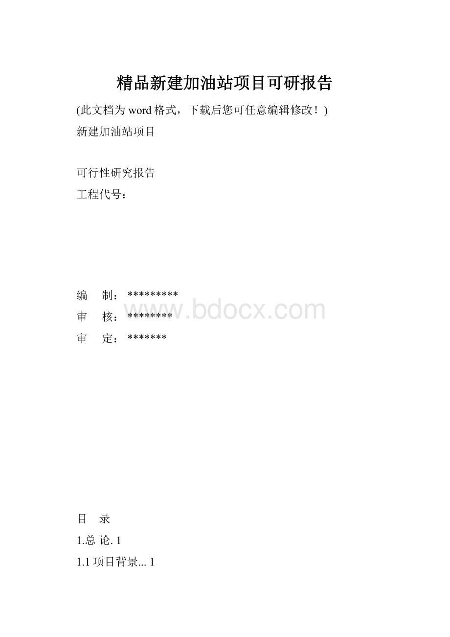 精品新建加油站项目可研报告.docx