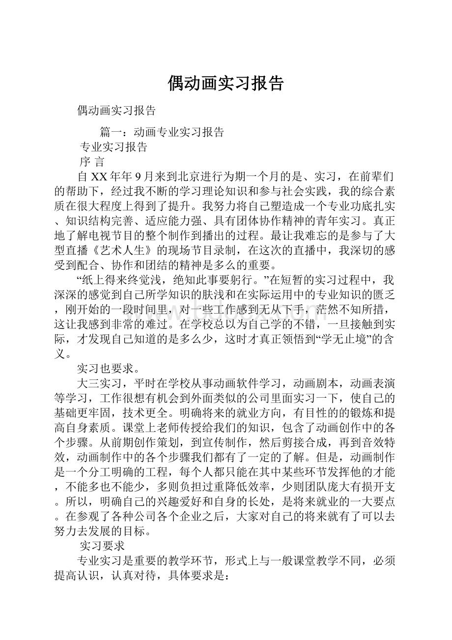 偶动画实习报告.docx