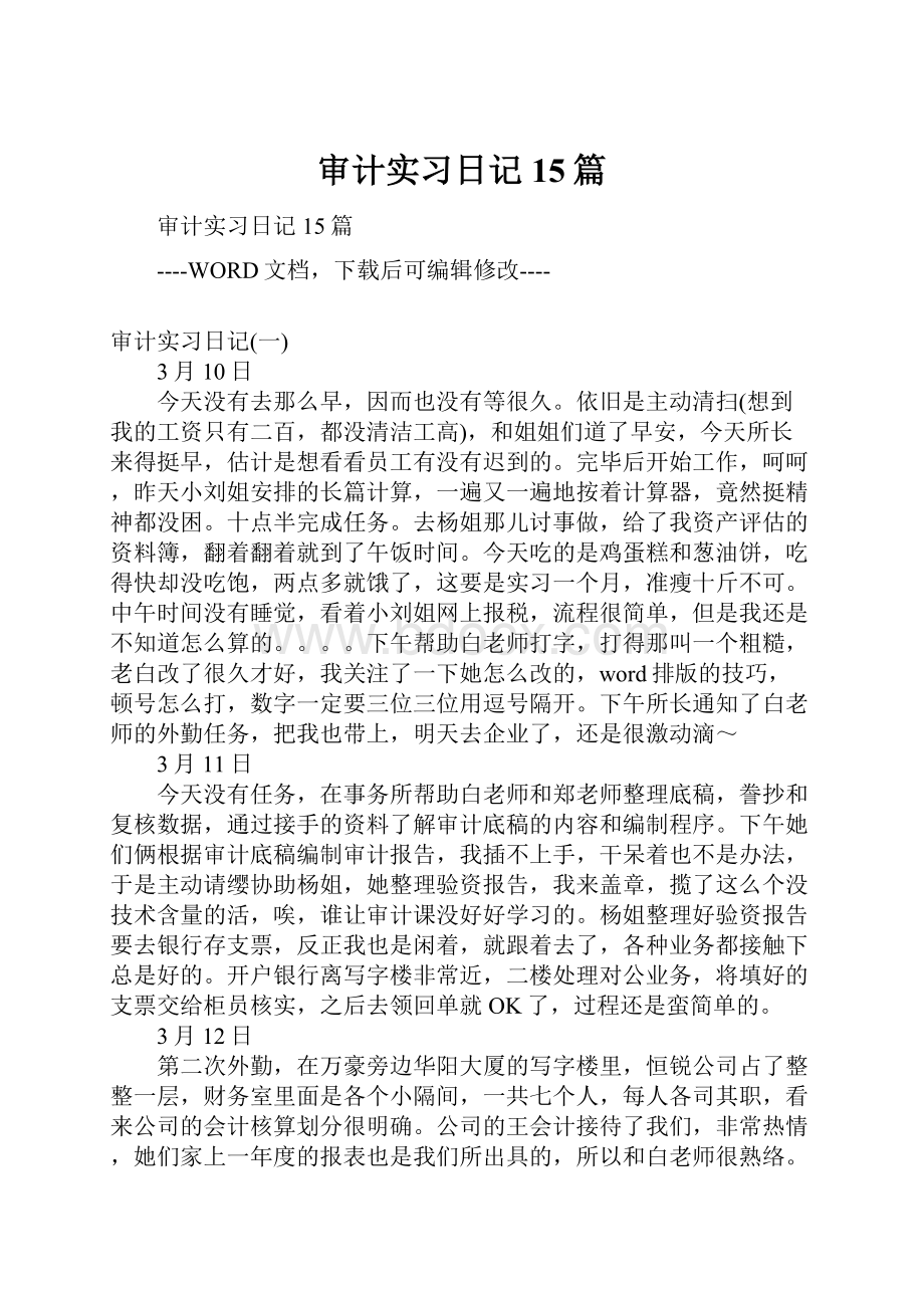 审计实习日记15篇.docx