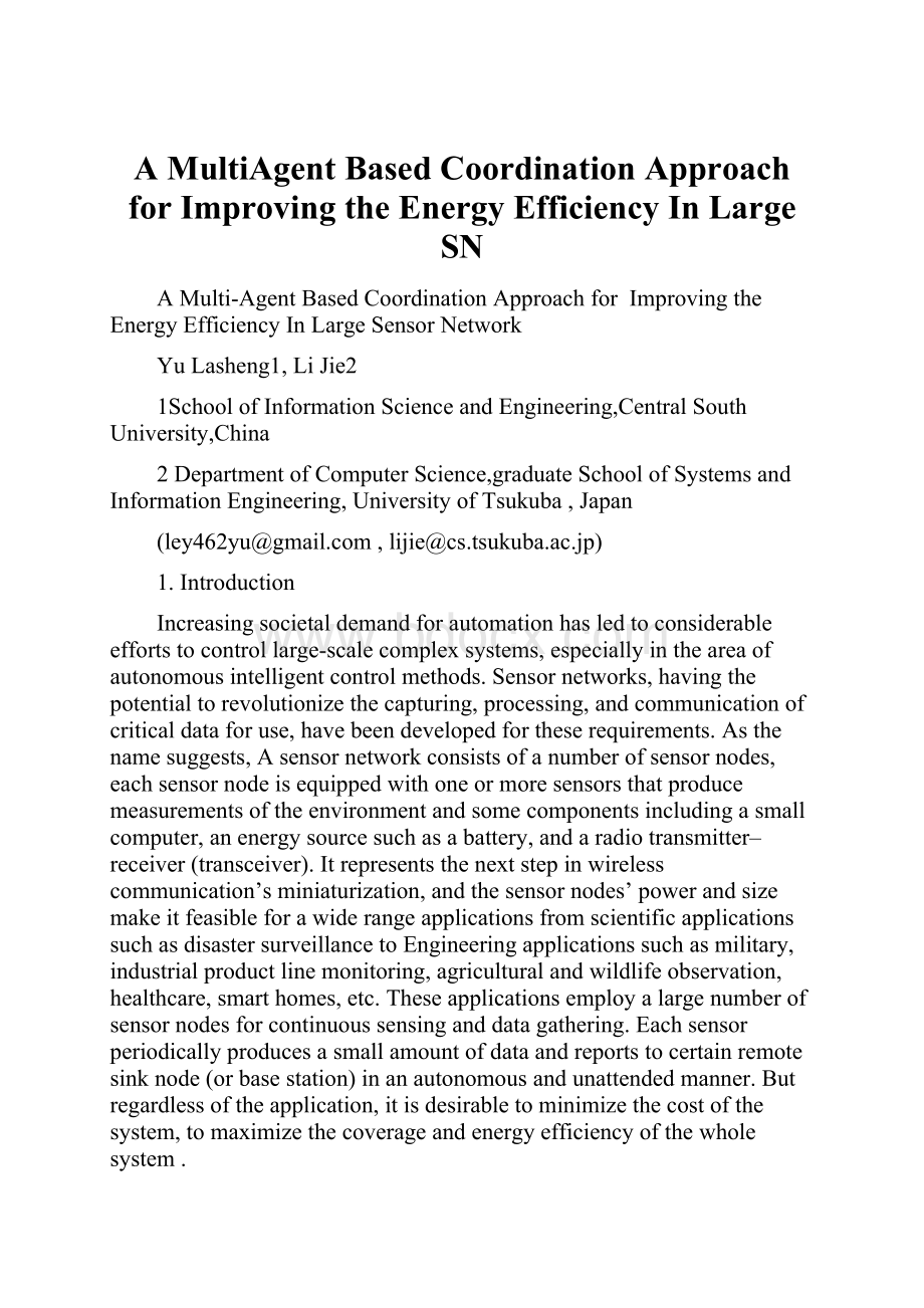 A MultiAgent Based Coordination Approach for Improving the Energy Efficiency In Large SN.docx_第1页